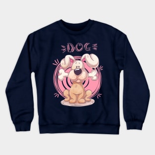 dog holding bone cartoon Crewneck Sweatshirt